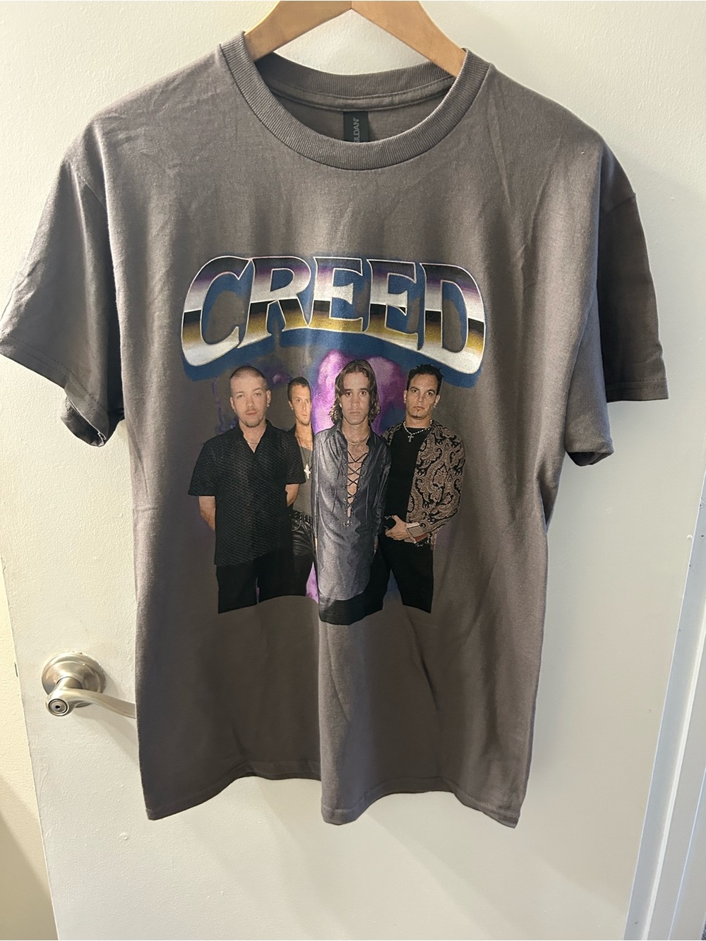 Gildan Creed Band Graphic Tee - Gray with Multicolor Print